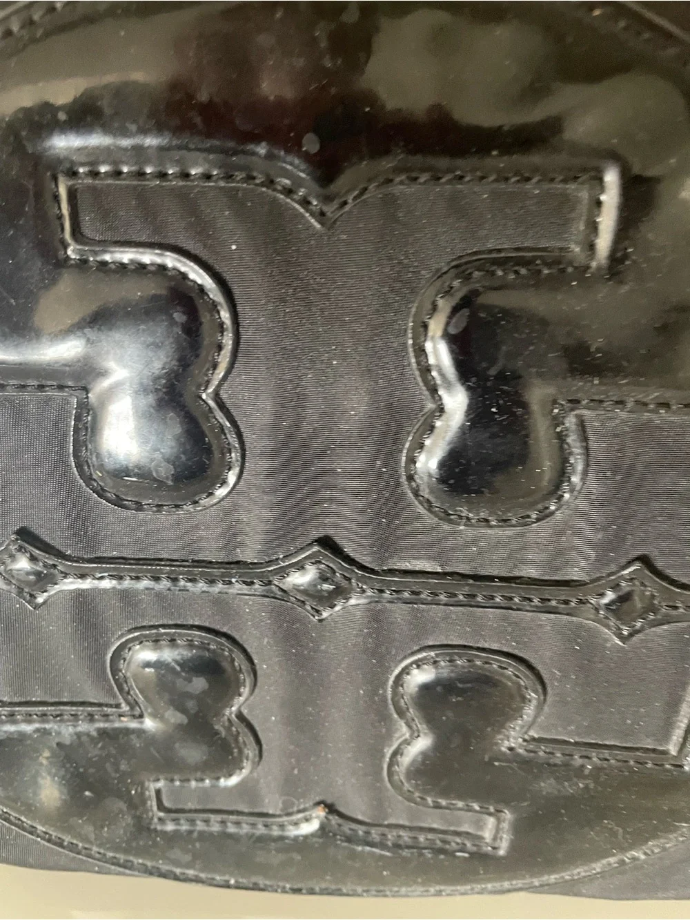 Tory Burch Black Nylon Tote with Gloss Logo